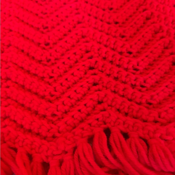 Other - Like new handmade bright red chevron crochet blanket. No flaws. The pop of red!